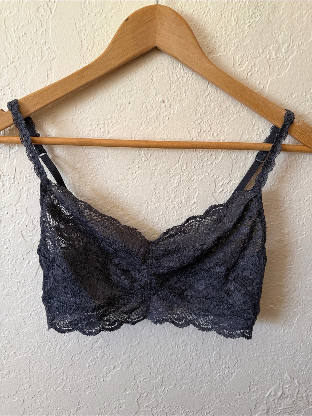 Cosabella Sweetie Lace Bralette Charcoal Scalloped Trim Size M
